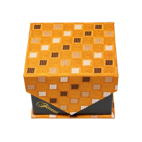Men's Copper Boxed Geometric Pattern Design 4-pc Necktie Box Set