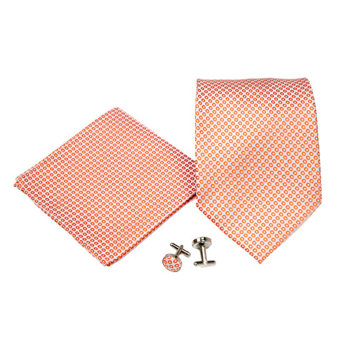 Men's Orange Squared Geometric Pattern Design 4-pc Necktie Box Set