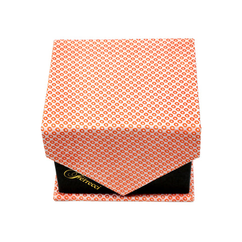 Men's Orange Squared Geometric Pattern Design 4-pc Necktie Box Set