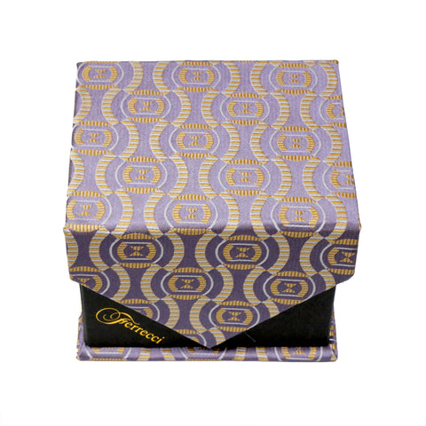 Men's Funky Purple-Yellow Squared Pattern Design 4-pc Necktie Box Set
