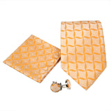 Men's Orange Geometric Pattern Design 4-pc Necktie Box Set - FHYINC best men's suits, tuxedos, formal men's wear wholesale