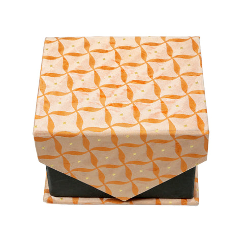 Men's Orange Geometric Pattern Design 4-pc Necktie Box Set