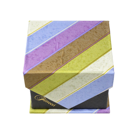 Men's Green/Blue/Purple Striped Geometric Pattern Design 4-pc Necktie Box Set