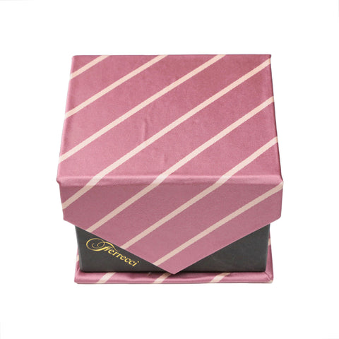 Men's Dark Pink Striped Pattern Design 4-pc Necktie Box Set