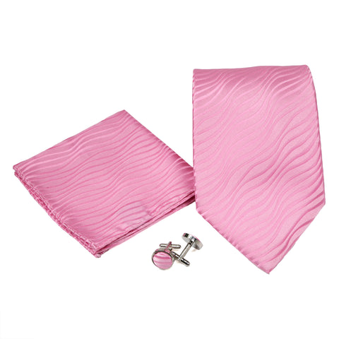 Men's Pink on Pink Wavy Pattern Design 4-pc Necktie Box Set
