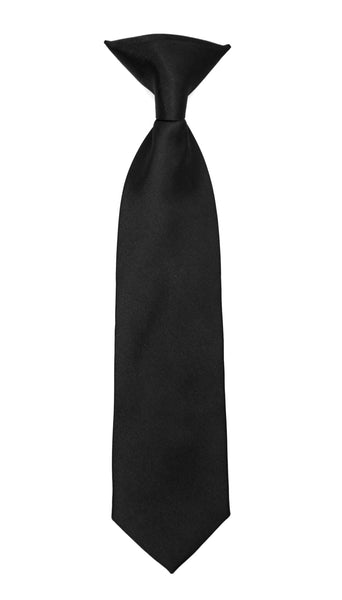 Boys 13" Premium Black Clip On Necktie - FHYINC best men's suits, tuxedos, formal men's wear wholesale