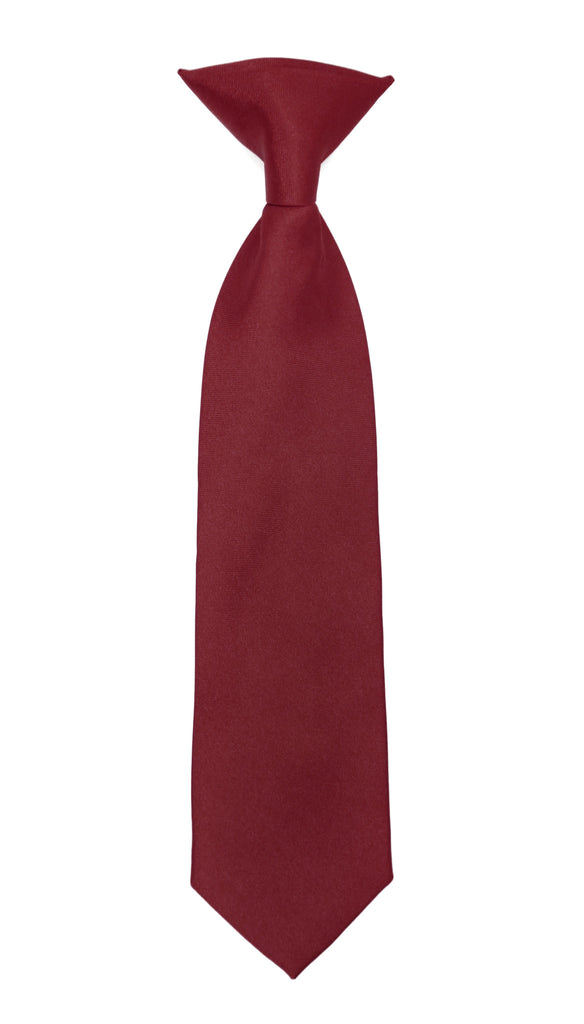 Boys 13" Premium Burgundy Clip On Necktie - FHYINC best men