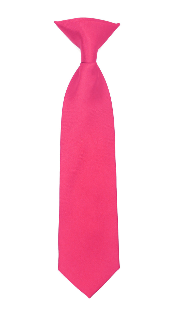 Boys 13" Premium Fuchsia Clip On Necktie - FHYINC best men's suits, tuxedos, formal men's wear wholesale