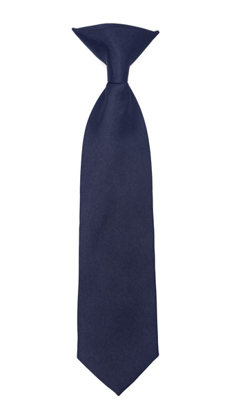 Boys 13" Premium Navy Clip On Necktie - FHYINC best men's suits, tuxedos, formal men's wear wholesale
