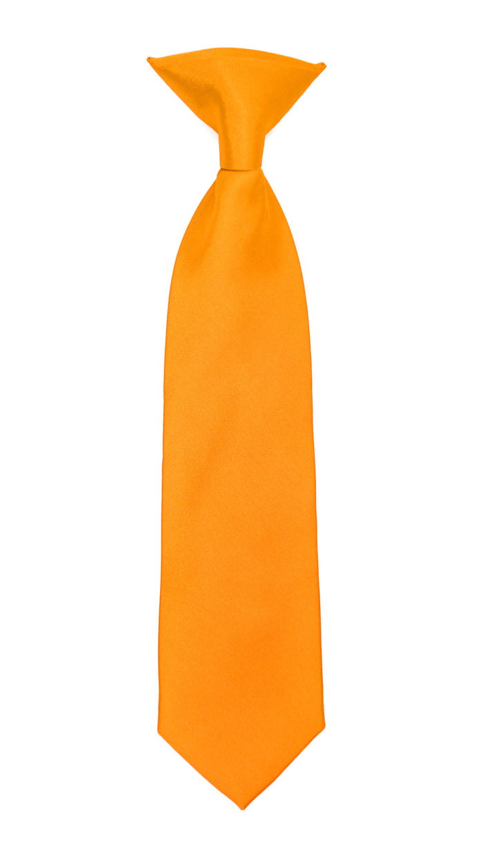 Boys 13" Premium Orange Clip On Necktie - FHYINC best men's suits, tuxedos, formal men's wear wholesale