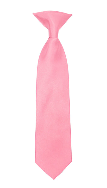 Boys 13" Premium Pink Clip On Necktie - FHYINC best men's suits, tuxedos, formal men's wear wholesale