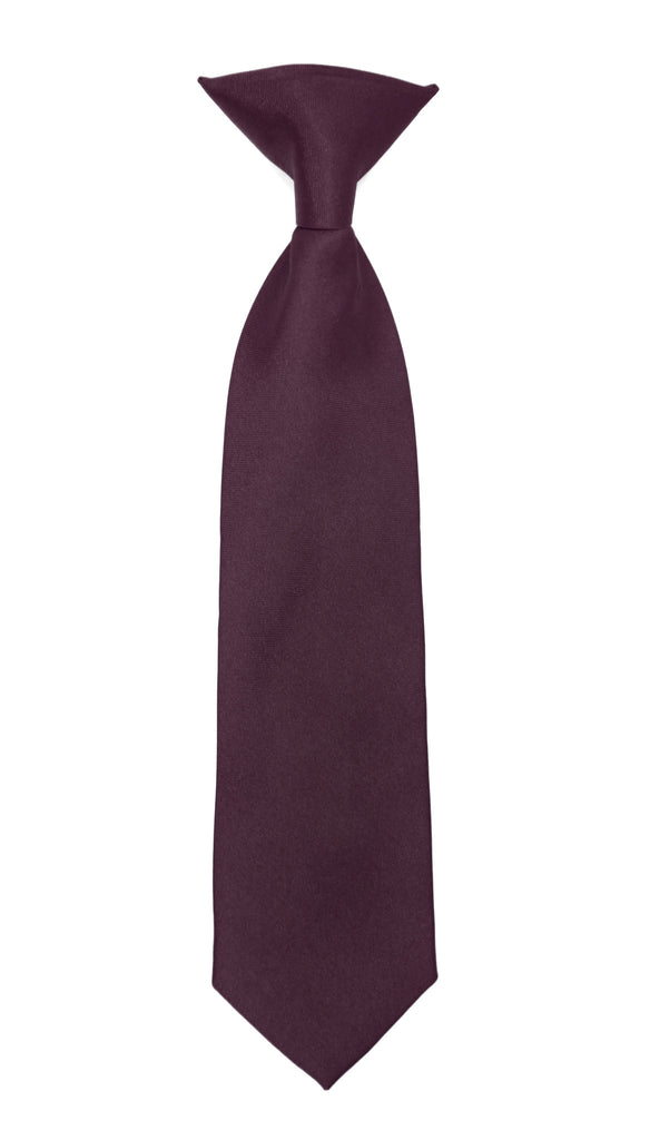 Boys 13" Premium Plum Clip On Necktie - FHYINC best men