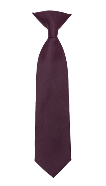 Boys 13" Premium Plum Clip On Necktie - FHYINC best men's suits, tuxedos, formal men's wear wholesale