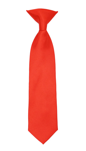 Boys 13" Premium Red Clip On Necktie - FHYINC best men's suits, tuxedos, formal men's wear wholesale
