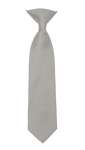 Boys 13" Premium Silver Clip On Necktie - FHYINC best men's suits, tuxedos, formal men's wear wholesale