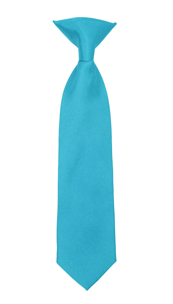 Boys 13" Premium Turquoise Clip On Necktie - FHYINC best men