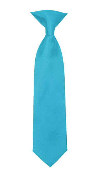 Boys 13" Premium Turquoise Clip On Necktie - FHYINC best men's suits, tuxedos, formal men's wear wholesale
