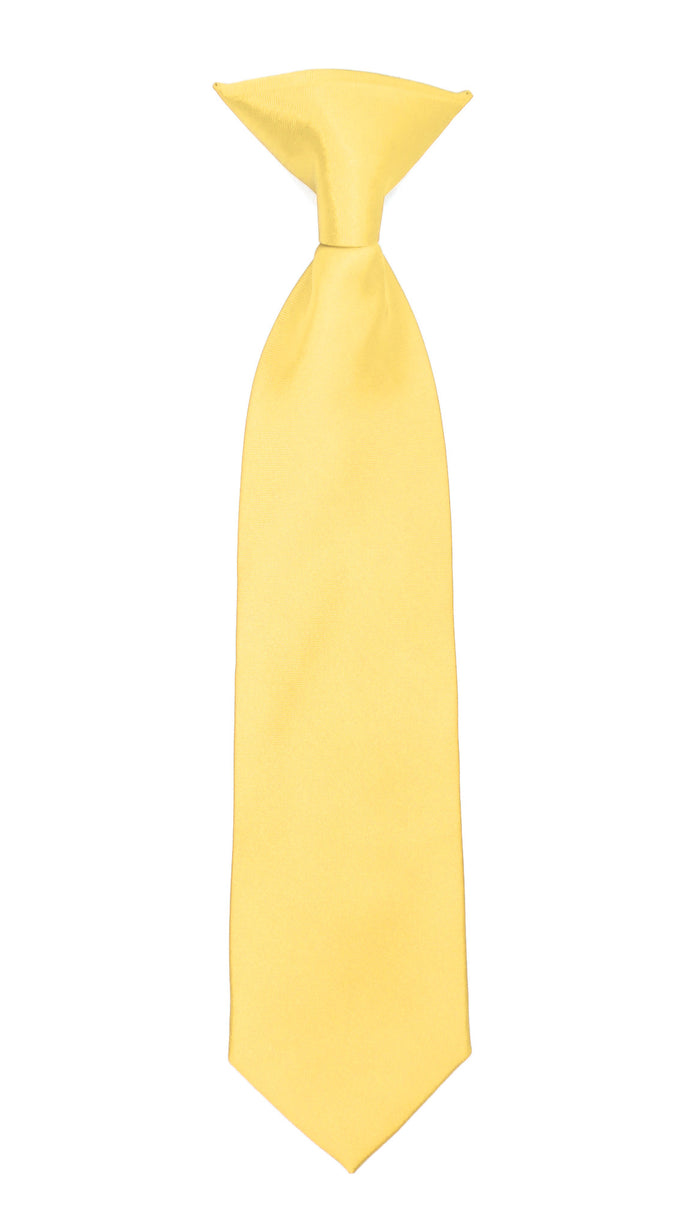 Boys 13" Premium Yellow Clip On Necktie - FHYINC best men's suits, tuxedos, formal men's wear wholesale