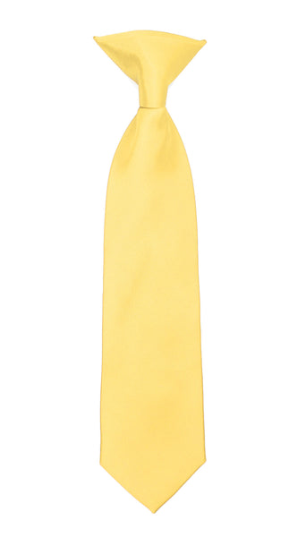 Boys 13" Premium Yellow Clip On Necktie - FHYINC best men's suits, tuxedos, formal men's wear wholesale