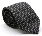 Mens Dads Classic Black Striped Pattern Business Casual Necktie & Hanky Set C-1 - FHYINC best men's suits, tuxedos, formal men's wear wholesale