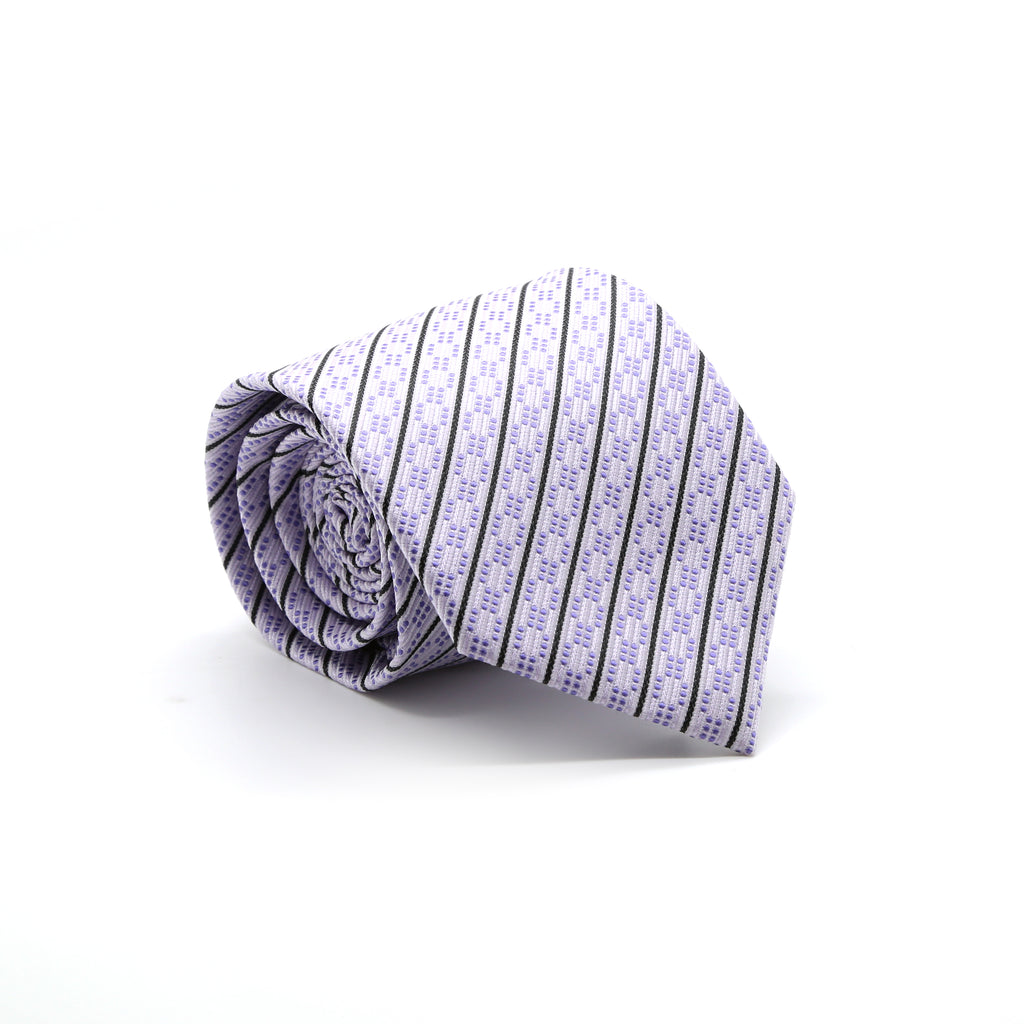 Ferrecci Mens Purple Striped Necktie with Handkerchief Set - FHYINC best men