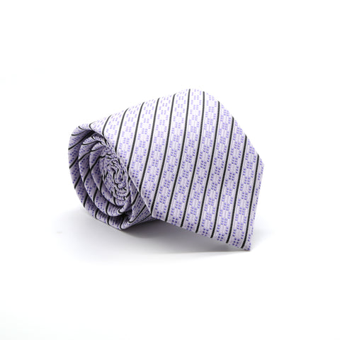 Ferrecci Mens Purple Striped Necktie with Handkerchief Set