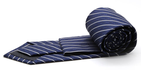 Mens Dads Classic Navy Striped Pattern Business Casual Necktie & Hanky Set C-2