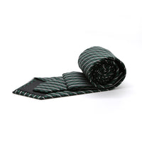 Ferrecci Mens Black/Green Striped Necktie with Handkerchief Set - FHYINC best men's suits, tuxedos, formal men's wear wholesale