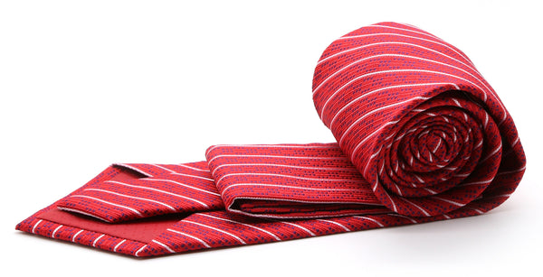 Mens Dads Classic Red Striped Pattern Business Casual Necktie & Hanky Set C-6 - FHYINC best men's suits, tuxedos, formal men's wear wholesale