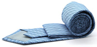 Mens Dads Classic Blue Striped Pattern Business Casual Necktie & Hanky Set C-8 - FHYINC best men's suits, tuxedos, formal men's wear wholesale
