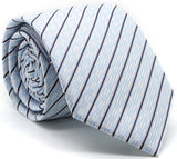Mens Dads Classic White Striped Pattern Business Casual Necktie & Hanky Set C-9 - FHYINC best men's suits, tuxedos, formal men's wear wholesale