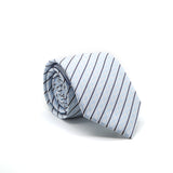 Ferrecci Mens White/Blue Striped Necktie with Handkerchief Set - FHYINC best men's suits, tuxedos, formal men's wear wholesale