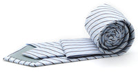 Mens Dads Classic White Striped Pattern Business Casual Necktie & Hanky Set C-9 - FHYINC best men's suits, tuxedos, formal men's wear wholesale