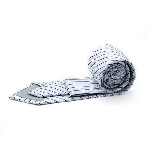 Ferrecci Mens White/Blue Striped Necktie with Handkerchief Set
