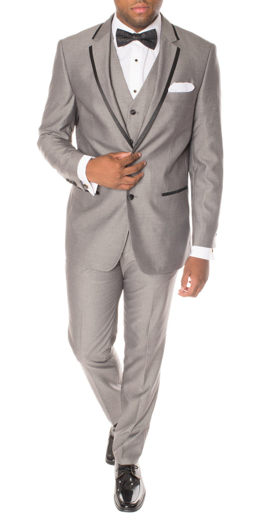 Celio Grey Black Slim Fit 3pc Tuxedo - FHYINC best men
