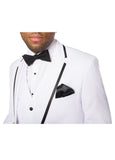 Celio White Black 3pc Slim Fit Tuxedo - FHYINC best men's suits, tuxedos, formal men's wear wholesale
