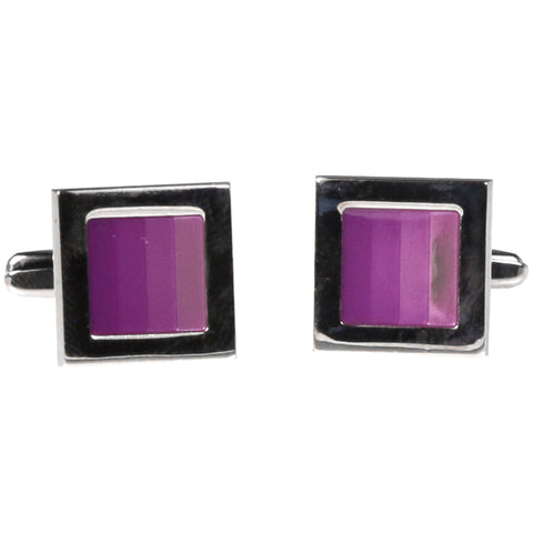 Silvertone Square Purple Gradient Cufflinks with Jewelry Box