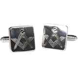 Silvertone Square Masonic Symbol Cufflinks with Jewelry Box - FHYINC best men's suits, tuxedos, formal men's wear wholesale