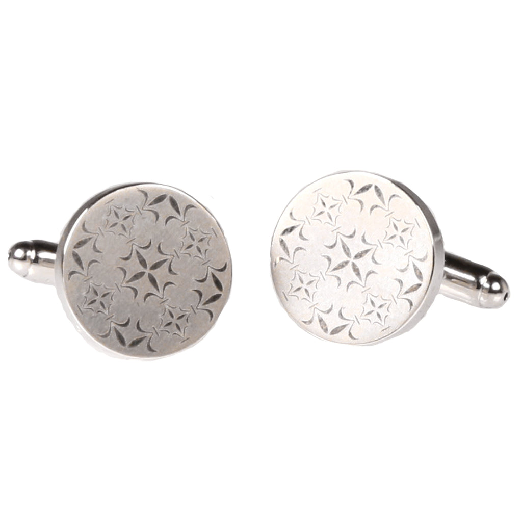 Silvertone Silver Pattern Cufflinks with Jewelry Box - FHYINC best men