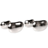 Silvertone Silver Bean Cufflinks with Jewelry Box - FHYINC best men's suits, tuxedos, formal men's wear wholesale