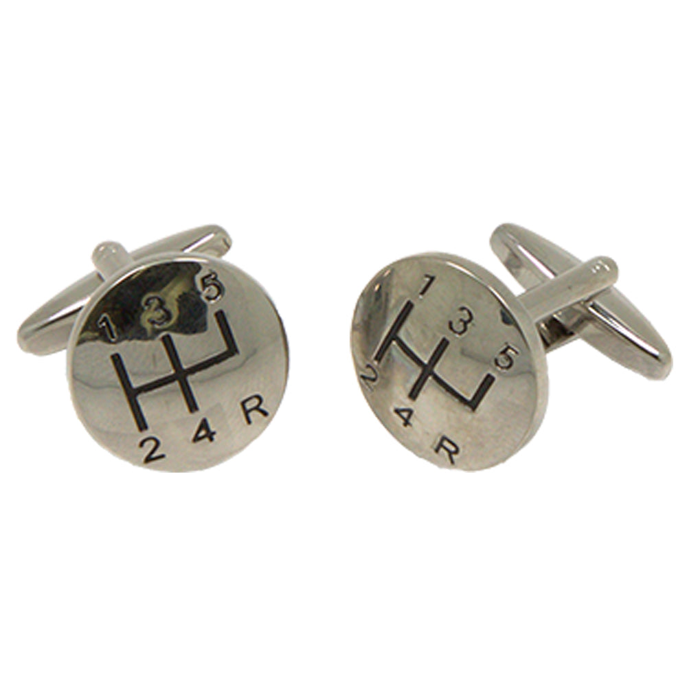 Silvertone Novelty Gear Stick Cufflinks with Jewelry Box - FHYINC best men