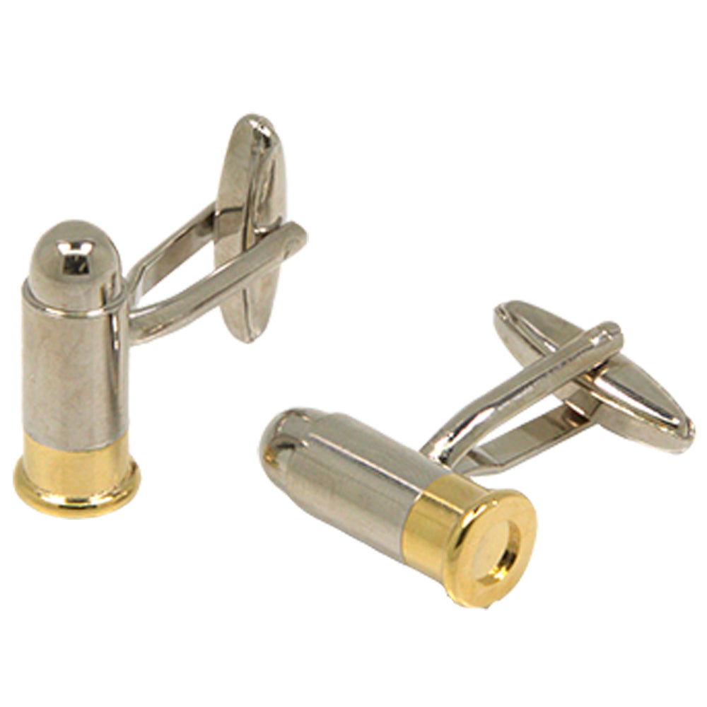 Silvertone Novelty Bullet Cufflinks with Jewelry Box - FHYINC best men
