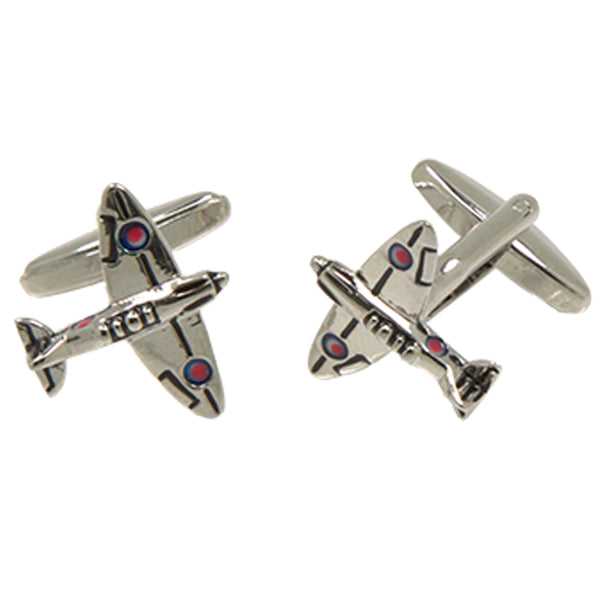 Silvertone Novelty Fighter Aircraft Cufflinks with Jewelry Box - FHYINC best men's suits, tuxedos, formal men's wear wholesale