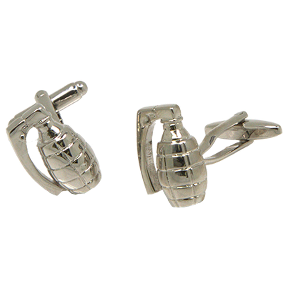 Silvertone Novelty Grenade Cufflinks with Jewelry Box - FHYINC best men