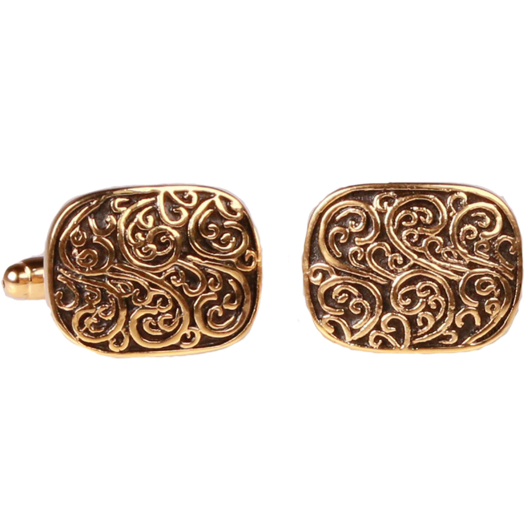 Square Gold Paisley Cufflinks with Jewelry Box - FHYINC best men