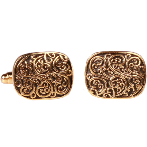 Square Gold Paisley Cufflinks with Jewelry Box