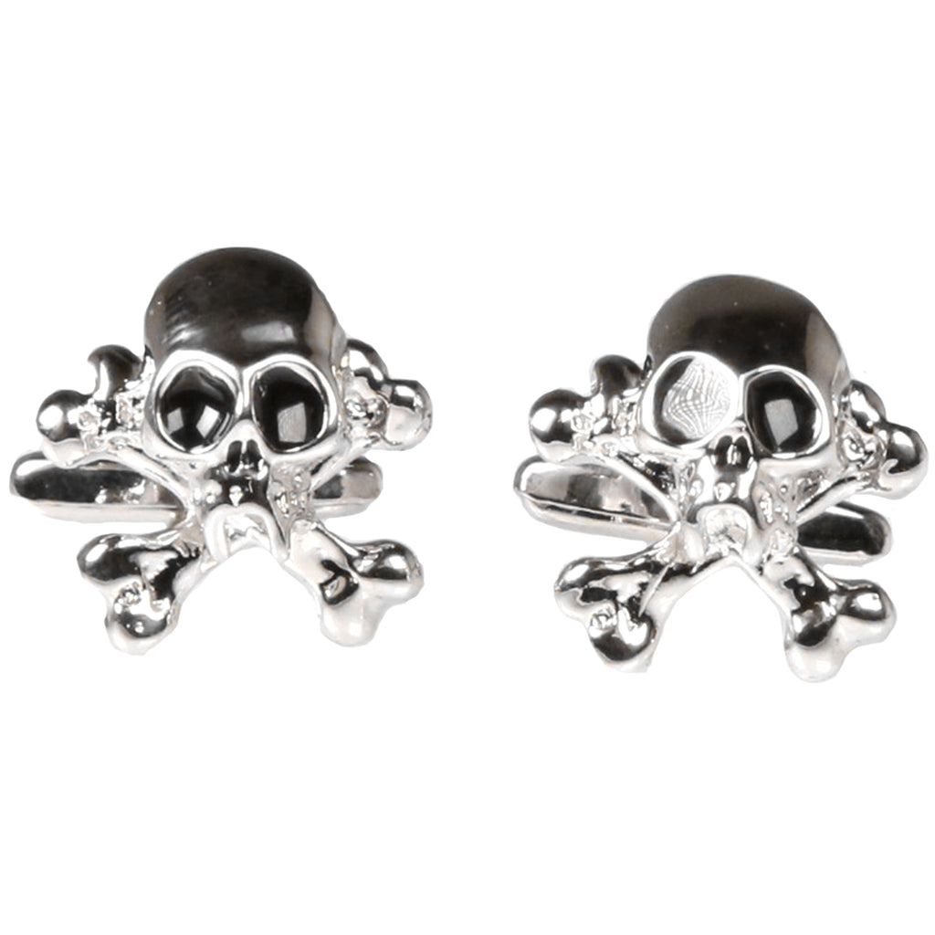 Silvertone Novelty Skull Cufflinks with Jewelry Box - FHYINC best men