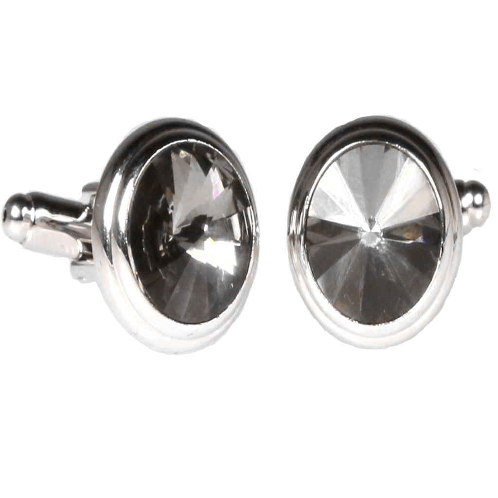 Silvertone Circle Silver Cufflinks Cufflinks with Jewelry Box - FHYINC best men
