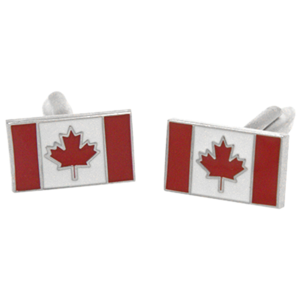 Silvertone Novelty Canadian Flag Cufflinks with Jewelry Box - FHYINC best men