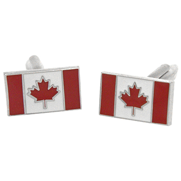 Silvertone Novelty Canadian Flag Cufflinks with Jewelry Box - FHYINC best men's suits, tuxedos, formal men's wear wholesale